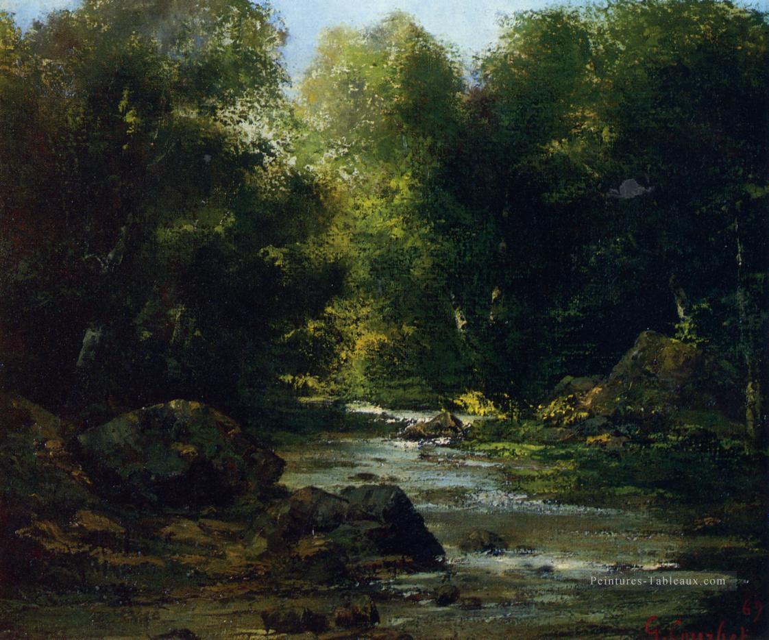 Rivière Paysage paysage Gustave Courbet Forêt Peintures à l'huile
